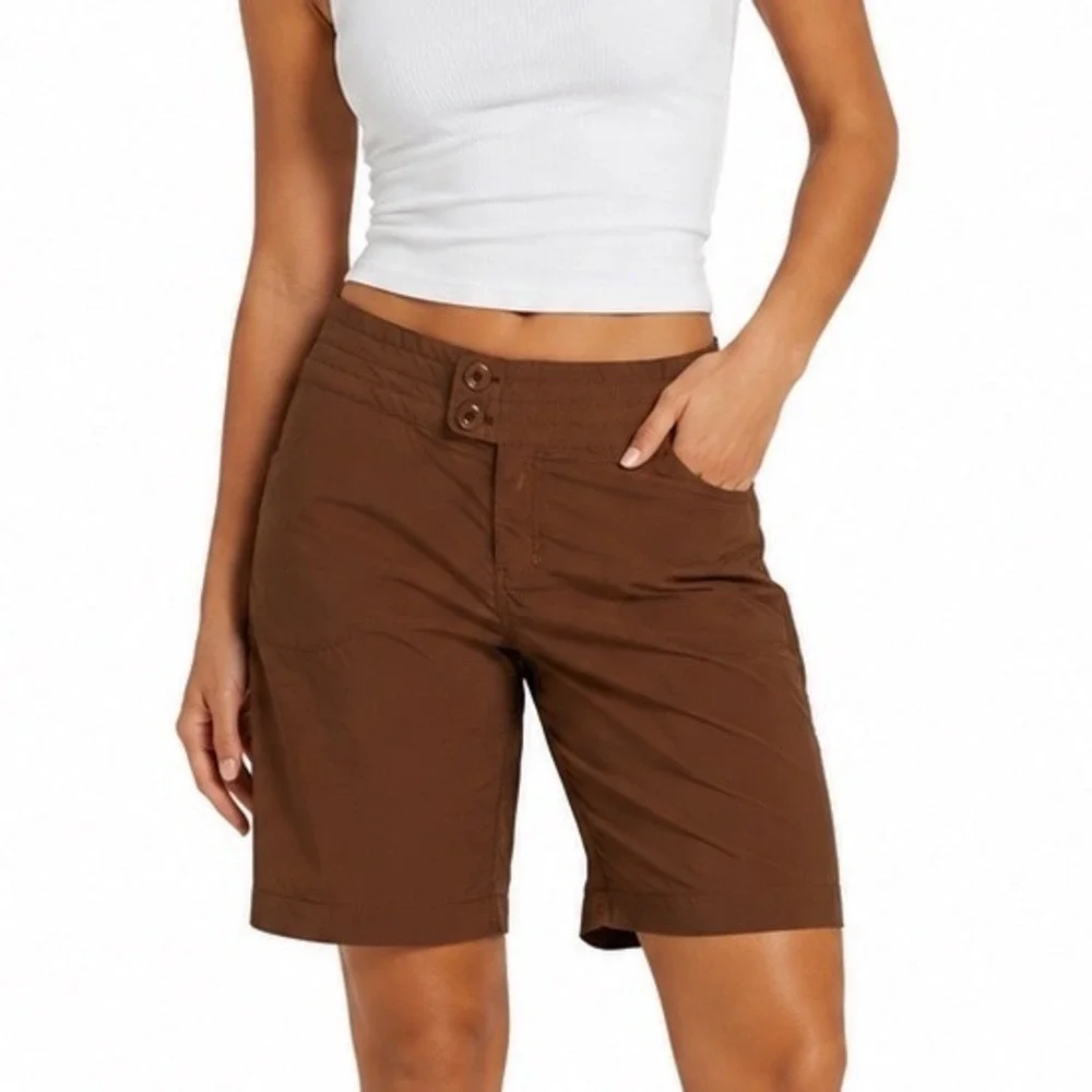 Kavu Womens Brown Nylon Spandex Hiking Outdoor Shorts Size 6 Brown Activewear S